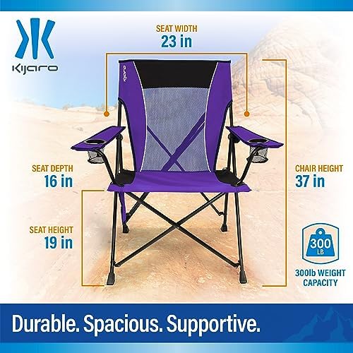 Kijaro Dual Lock Portable Camping Chairs - Enjoy the Outdoors with a Versatile Folding Chair, Sports Chair, Outdoor Chair & Lawn Chair - Dual Lock Feature Locks Position – Kawachi Purple