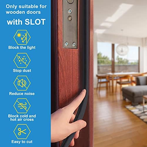 40 Feet Door Weather Stripping, Kerf Weather Stripping for Doors with Groove, Kerf Door Seal for Large Gap and Easy Installation(40, Black)