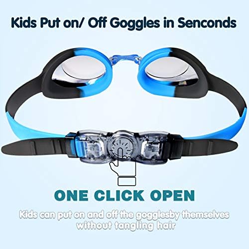 Keary Kids Swim Goggles for Toddler Kids Youth(3-12),Anti-Fog Waterproof Anti-UV Clear Vision Water Pool Goggles
