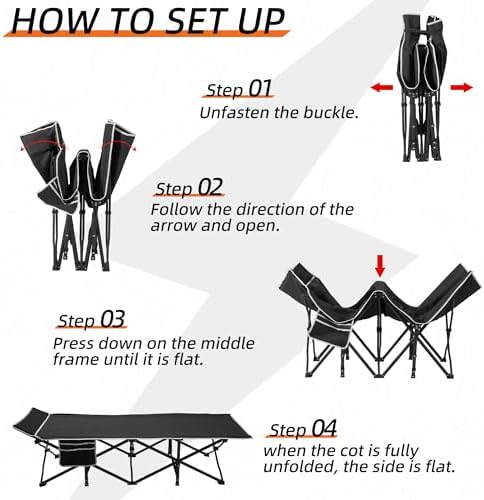 Portable Camping Cot, 32" Extra Wide Camping Cots for Adults with Thick Mattress, Heavy Duty Sleeping Cot Holds Up to 600LBS, Cots for Sleeping, Rv, Beach, Patio, Office Naps(Blue)