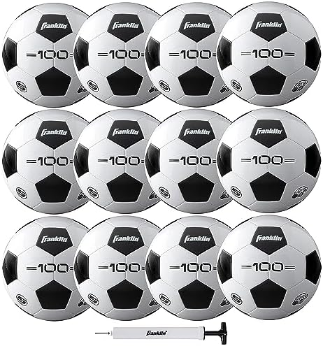 Franklin Sports Soccer Balls - Youth & Adult - Sizes 3, 4 & 5 - Single & Bulk Packs - Black & White