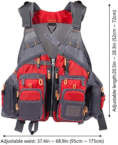 BASSDASH Strap Fishing Vest Adjustable for Men and Women, for Fly Bass Fishing and Outdoor Activities