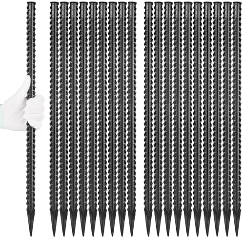 24 Inches Straight Rebar Stakes(20-Pack), 1/2" Diameter Steel Metal Stakes for Garden with Chisel Point End Heavy Duty Ground Anchors for Landscape, Concrete Form, Camping & Trapping Black
