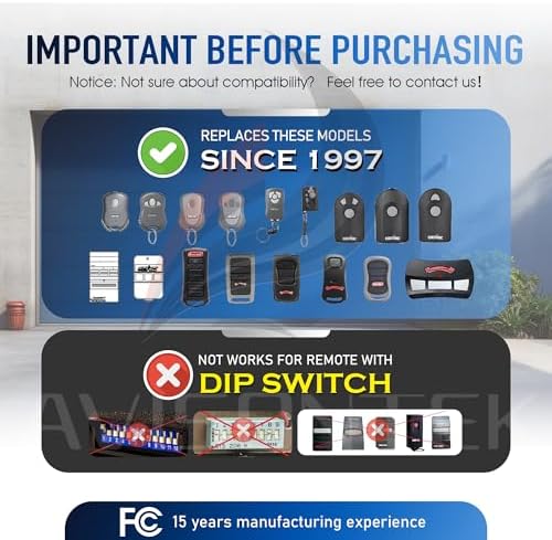 3-Pack Genie Garage Door Opener Remote Replacement, G3T-A/G3T-R/G3T-BX (1997-Current Models), Auto-Seek 315/390MHZ, 3-Year Warranty