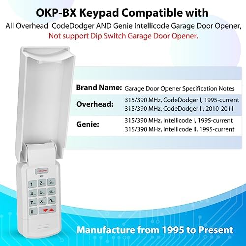 1 for Overhead Garage Door Opener Keypad, Compatible with All Overhead/Genie Garage Door Openers, for Model GK-R 37332R OKP-BX GK-BX GWKP, GWK-IC, ACSDG, ACSDA1, ACSD1G, B8QACSDA, B8QACSDA1