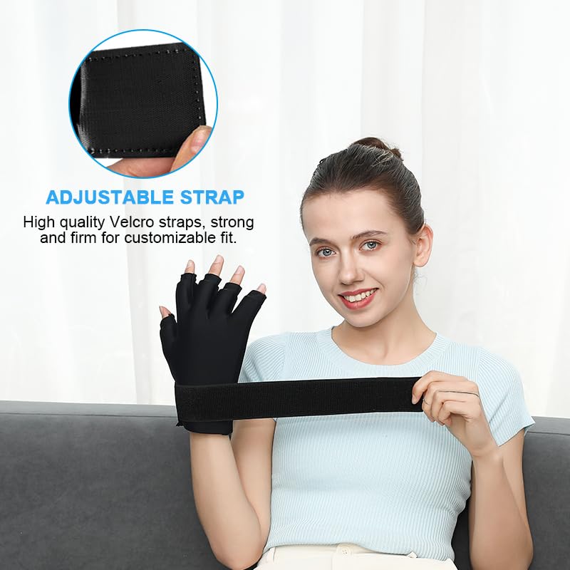 highco Compression Hand Ice Pack Glove for Arthritis Pain Relief,Adjustable Wrist Strap Ice Pack Wrap for Hand and Fingers,Cooling Ice Packs Glove for Women and Men,Tendonitis, Swelling,Black