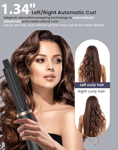 Hair Blow Dryer Styler Set, 5 in 1 Hot Air Brush Auto Wrap Curlers & Straightener & Volumizer Pro Kit, Ionic Technology, 60000RPM High Speed Drying, Round Comb Multi Styler Anion Electric