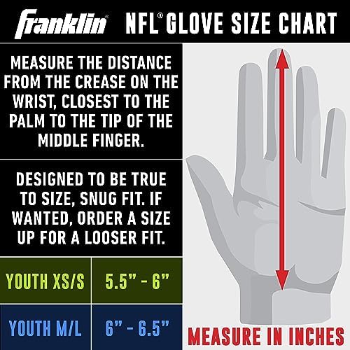 Franklin Sports Youth NFL Football Receiver Gloves - Kids Football Gloves Pair - NFL Team Logos and Silicone Palm