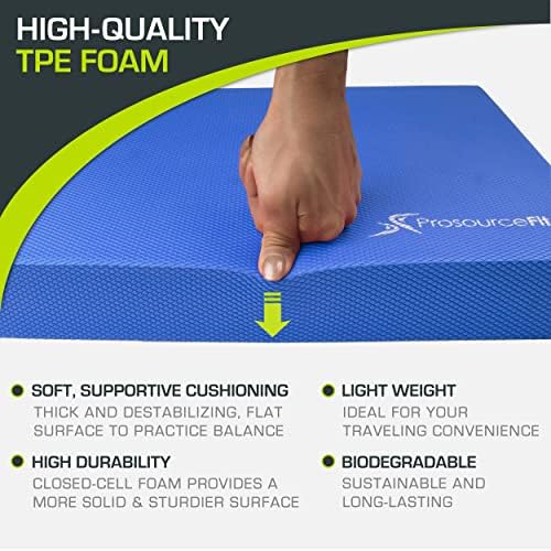 ProsourceFit Exercise Balance Pad – Non-Slip Cushioned Foam Mat & Knee Pad for Fitness and Stability Training, Yoga, Physical Therapy 15.5”x12.75”, Red