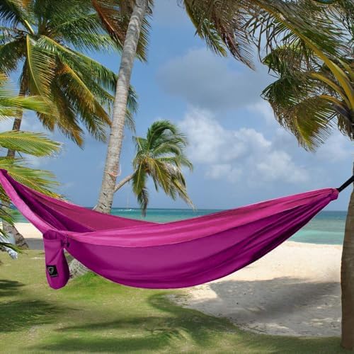 Gold Armour Camping Hammock - Portable Hammock Single Hammock Camping Accessories Gear for Outdoor Indoor Adult Kids, USA Based Brand (Fuchsia & Pink)