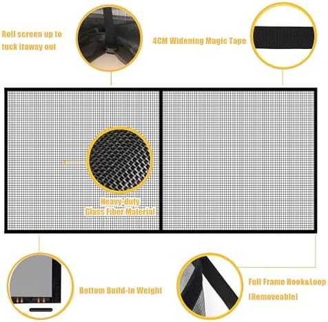 LIAMST Garage Door Screen for 2 Car Garage Door-16x7FT Reinforced Fiberglass Garage Screen, Magnetic Garage Screen Door