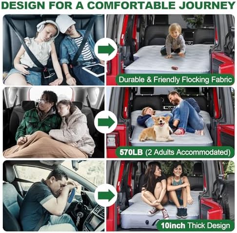 Jeep Wrangler Air Mattress Jeep Mattress with Wireless Air Pump Large SUV Air Mattress,Jeep Wrangler Bed 10inch SUV Camping Bed for JK JKU JL JLU Unlimited 4 Door