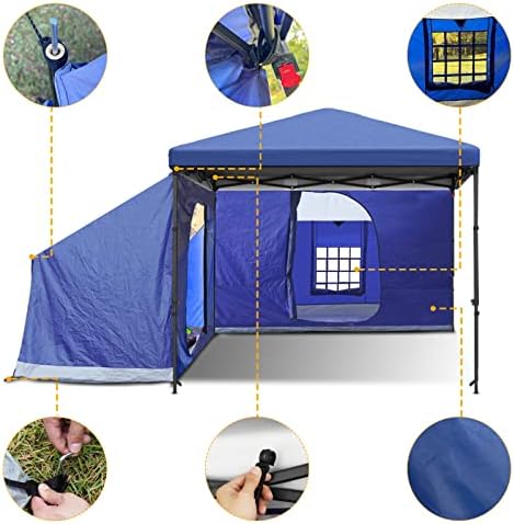 KAMPKEEPER Side Tent,Camping Tent for 10' x 10' Pop Up Canopy, Easy Set Up Gazebo,Compatible with 10' Wide Canopy Tents(Blue)