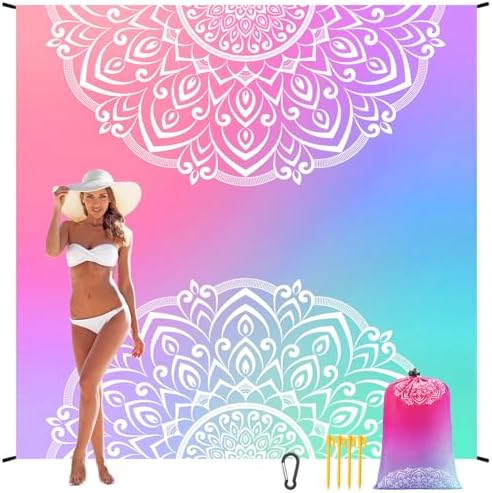 Beach Blanket Waterproof Sandproof Beach Mat 79" X 83" /10'x9'for 2-8 Adults Quick Drying Outdoor Picnic Mat Beach Accessories for Travel, Camping, Hiking