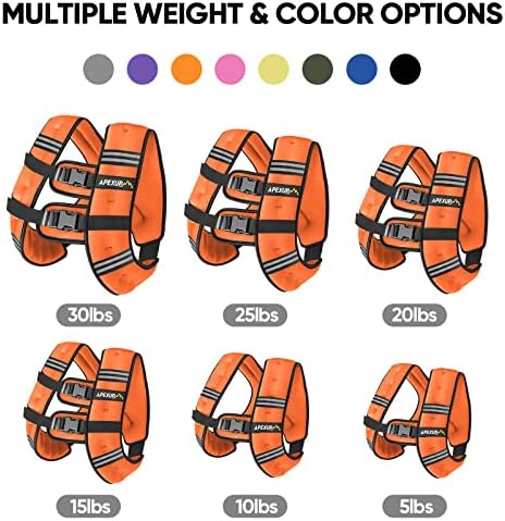 APEXUP Weighted Vest with 5lbs/10lbs/15lbs/20lbs/25lbs/30lbs Weights and Reflective Stripe, Weight Vest Men Women for Workout, Strength Training, Running