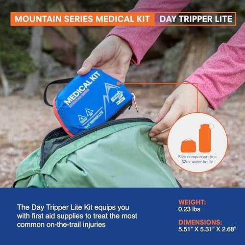 Adventure Medical Kits Mountain Series Medical Kit - Day Tripper Lite - Emergency Medical First Aid Kit - For 2 People for 1 Day - Comes with Bandages, Medication & More - 59 Pieces