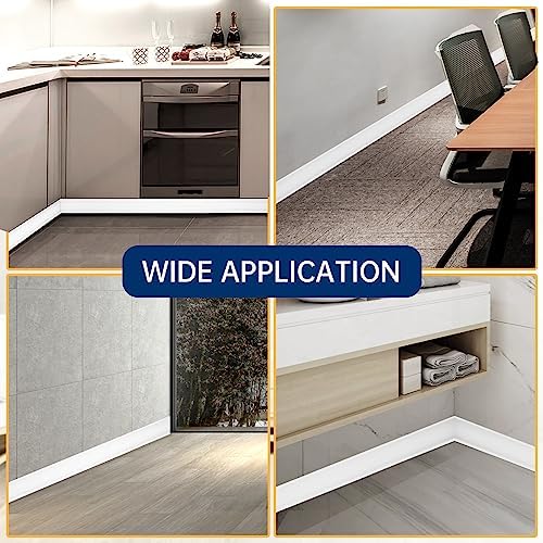 Flexible Baseboard Molding Trim 4 Inch Self-Adhesive Vinyl Wall Base Peel and Stick Cove Base Rubber Wall Baseboard Moulding Trim (40Ft, White)