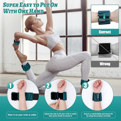 Wrist Ankle Weights Set of 2(1 lb/2 lbs Each) Adjustable Weights Training Intensity for Strength Training Walking Running Yoga Pilates Jogging for Women Men