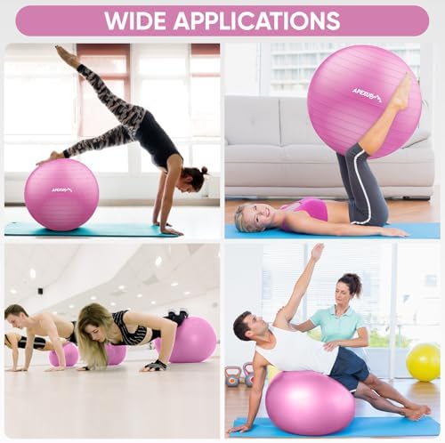 APEXUP Yoga & Pilates Ball - Anti Slip Heavy Duty Gym Ball for Fitness, Balance & Core Workout