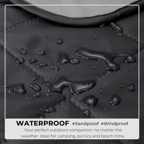 BRAWNTIDE Large Outdoor Waterproof Blanket - Extra Thick Fleece, Warm, Windproof, Sandproof, Quilted, 82" x 55", Ideal for Beaches, Picnics, Camping, Stadiums, Dogs, Car
