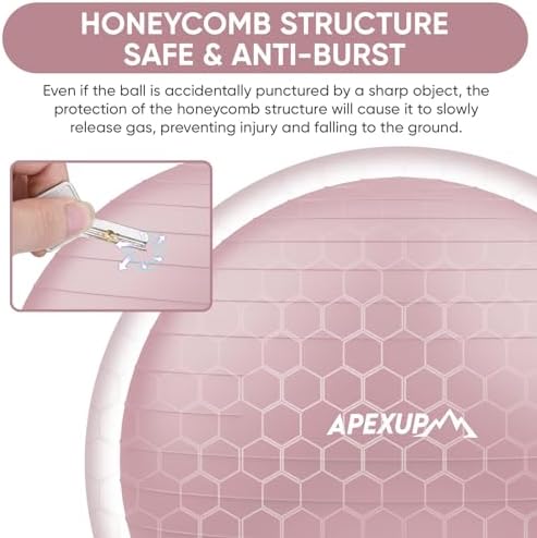APEXUP Yoga & Pilates Ball - Anti Slip Heavy Duty Gym Ball for Fitness, Balance & Core Workout