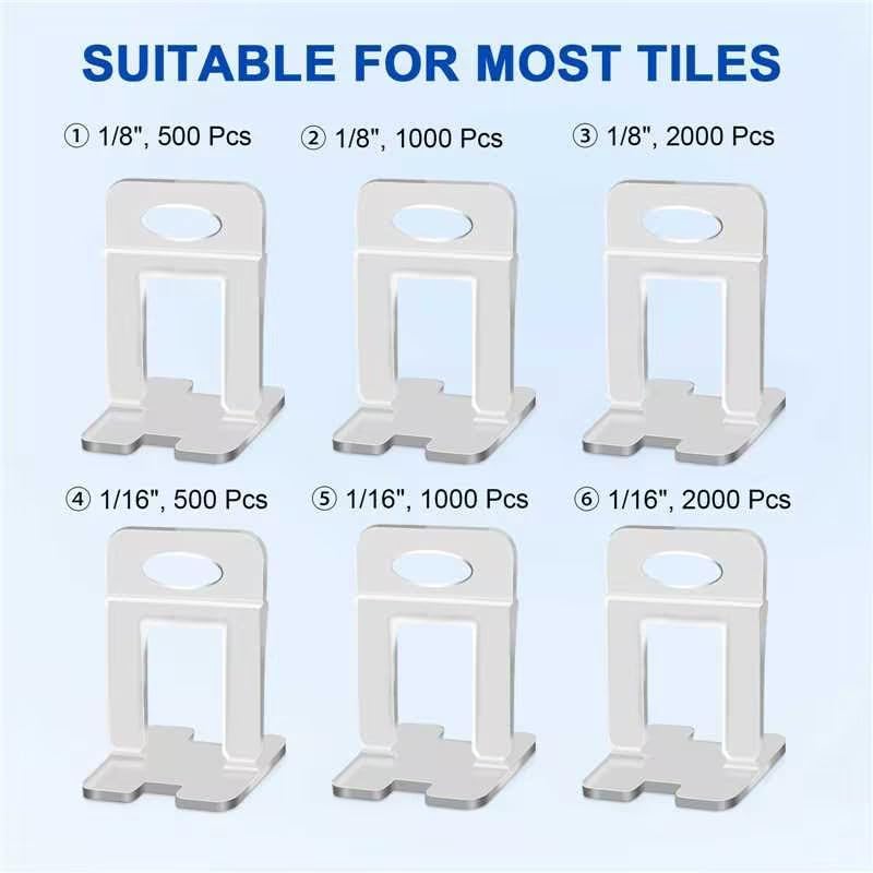 DGSL Tile Leveling System Clips - 500-Piece DIY Tiles Leveler Spacers - Tile Leveling System for Professional Ceramic Tile and Stone Installation (1/8 Inch)