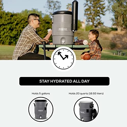 Igloo Sports Cooler Water Beverage Dispenser, Insulated 5 Gallon Water Cooler, Insulated Drink Dispenser with Spout, Portable Handwashing Stations