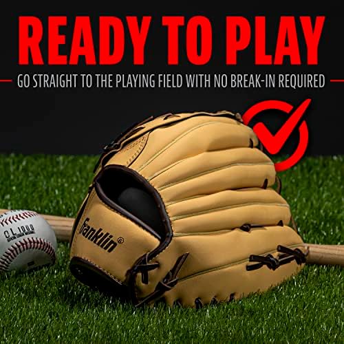 Franklin Sports Baseball + Softball Gloves - Field Master Adult + Youth Baseball + Softball Gloves - Right Hand + Left Hand Gloves - Infield + Outfield Mitts - Multiple Sizes + Colors