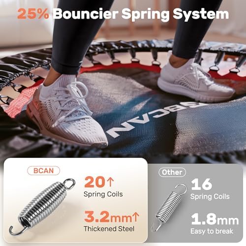 BCAN 40/48" Foldable Mini Trampoline Max Load 330lbs/440lbs, Fitness Rebounder with Adjustable Foam Handle, Exercise Trampoline for Adults Indoor/Garden Workout
