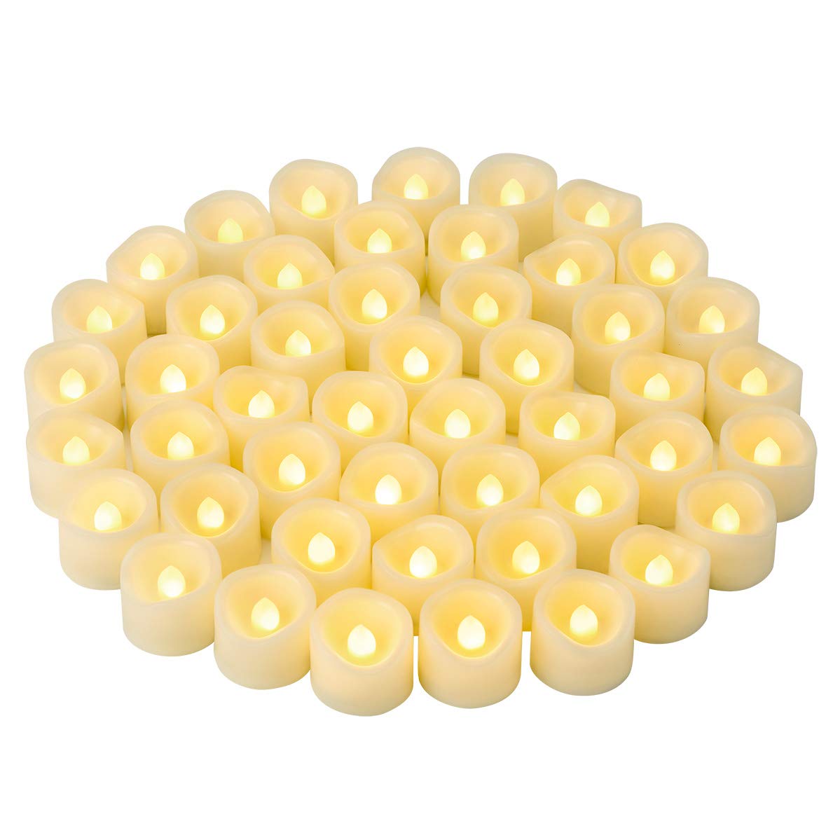 CANDLE IDEA 48 PCS LED Flameless Flickering Tea Lights Votive Candle Battery Operated/Electric Flicker LED Tealight Bulk Fake Candles for Halloween Christmas Wedding Party Decorations (Warm White)