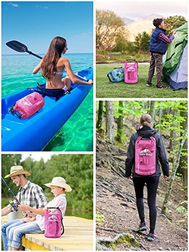 HEETA Dry Bag Waterproof for Women Men, 5L/10L/20L/30L/40L Roll Top Lightweight Dry Storage Bag Backpack with Phone Case for Travel, Swimming, Boating, Kayaking, Camping & Beach, 11 Transparent Colors