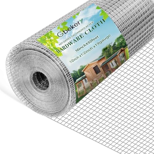 Hardware Cloth 1/2 inch 16in x 50ft 19 Gauge, Hot-dip Galvanized After Welding Chicken Wire Mesh Roll Garden Plant Welded Metal Wire Fencing Roll, Rabbit Cages Snake Fence