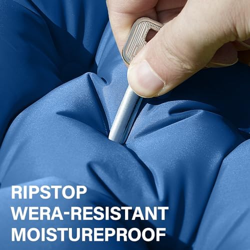 Double Sleeping Pad for Camping- Self Inflating 4"" Extra-Thick with Pillow Built-in Foot Pump Inflatable Sleeping Mat for Backpacking, Hiking, Traveling, Tent