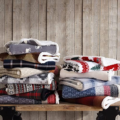 Eddie Bauer - Throw Blanket, Super Soft Reversible Sherpa & Brushed Fleece Bedding, Ideal Christmas & White Elephant Gifts, Cozy Plaid Throw Blankets For Couch for Bed or Couch (Fair Isle Dark Steel, 50" x 70")