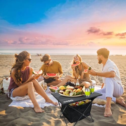 Portable Beach Table Aluminum Ultralight Adjustable Folding Camping Table with Storage Bag, Beach Tables for Sand Foldable, Camping Tables That Fold Up Lightweight…