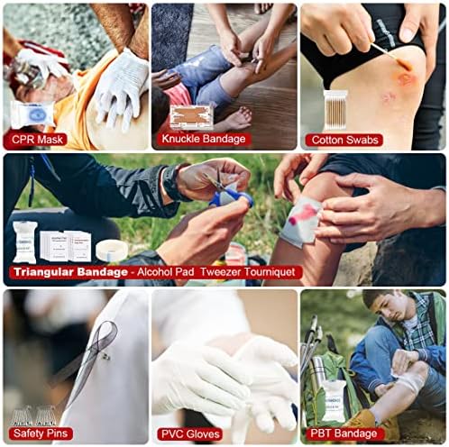 Survival Kits,222 PCS Emergency Survival Gear First Aid Kits with Molle System Compatible Bag Outdoor Camping Gear Emergency Kits for Hunting,Hiking,Fishing, Gifts for Men Women