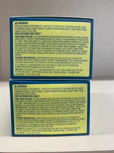 Cliganic Natural Mosquito Repellent Candle (Pack of 4) | Citronella, DEET Free, Essential Oil Infused for Outdoor, Camping | Burns 18 Hours