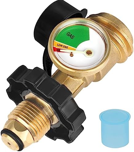 100 lb Propane Tank Adapter, Propane Gauge for 100 lb Propane Tank, Universal Fit Pol to Qcc1 Propane Tank Adapter Converts Pol to Qcc1 / Type 1 - Old to New Connection Type, Solid Brass (1PC)
