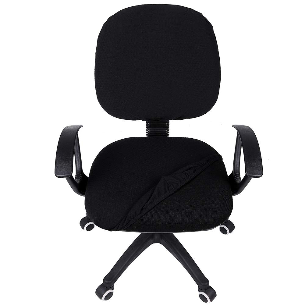 Smiry Stretch Jacquard Office Computer Chair Covers, Removable Washable Universal Desk Rotating Chair Slipcovers Protector, Seat + Backrest Cover, Black