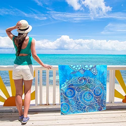 Elite Trend Microfiber Beach Towel for Adults with Bag - Extra Large 78x35 inch Lightweight Sand Free Quick Dry Towel for Travel, Swimming, Yoga, Camping (Sea Turtle)