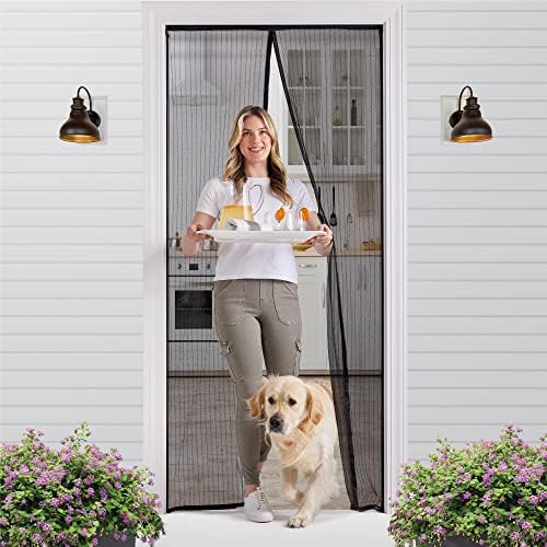 GORILLA GRIP Magnetic Screen Door, Hands Free Mesh Curtain Keeps Bugs and Mosquitos Out, Automatic Magnet Closure, Heavy Duty Patio Sliding Dog Doors Cover, Window Screen Protector, Black 39x83