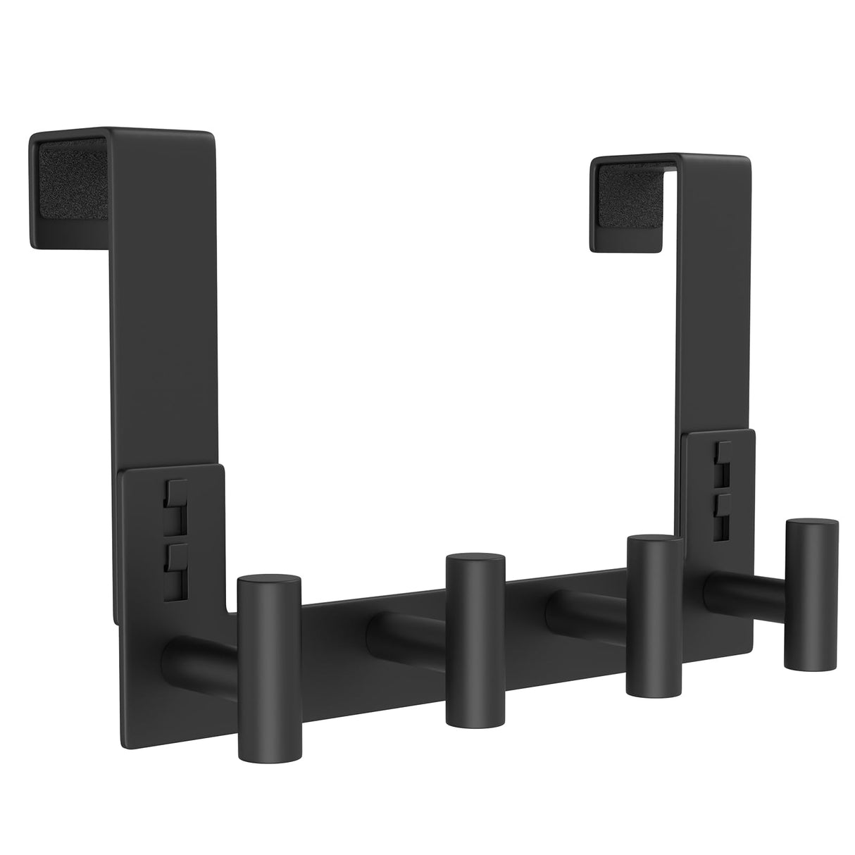 PMMASTO Over The Door Hooks, Fits 1-3/4" Thick Door No Drill Hooks for Closet Bathroom Bedroom Organization, Hanger for Coat Towel Robe (Black, 4 T-Hooks)