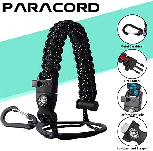 64 oz Insulated Water Bottle Stainless Steel - Gallon Water Bottle with Straw, Half Gallon Water Jug Wide Mouth, Sweat-Proof Metal Flask Mug with Paracord Handle For Gym Camping Hiking