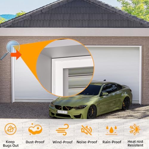 Garage Door Seal Top and Sides, 40 FT Universal TPE Weather Stripping Trim Seal Weatherproofing Seal with Nails and Lids in White