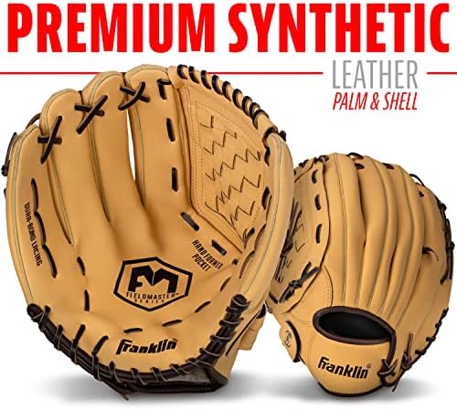 Franklin Sports Baseball + Softball Gloves - Field Master Adult + Youth Baseball + Softball Gloves - Right Hand + Left Hand Gloves - Infield + Outfield Mitts - Multiple Sizes + Colors