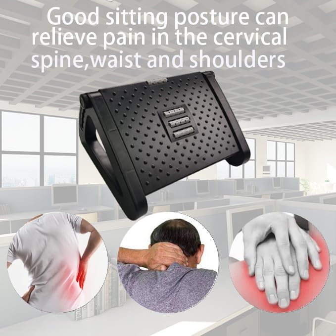 Jakarl Office Foot Rest Under Desk, Ergonomic Adjustable Foot Rest at Work with Massage Roller,Foot Stools for Under Office Desk (6 Heights Adjustable)