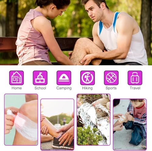 Small-Campact First-Aid Kit-Refill Supplies-Basic Emergency-Essentials - 300PCS Home Essentials Emergency Accident Kits for Businesses Workplace Outside Travel Purple 1st Aid