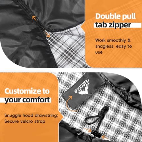 MEREZA Flannel Sleeping Bag for Adults XL, Large Wide Sleeping Bags for Camping Mens Warm Cotton Sleeping Bag 4 Season Warm & Cool Weather