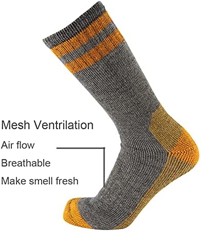 Cerebro Merino Wool Socks for Men, Cushioned Mid-calf Socks Moisture Wicking Men's Hiking Socks for Home, Trekking, Outdoors
