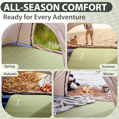 Self Inflating Camping Sleeping Pad, 4" Memory Foam Camping Pad Self Inflating Camping Mattress Sleeping Pad Camping Mat for Camping(Green)